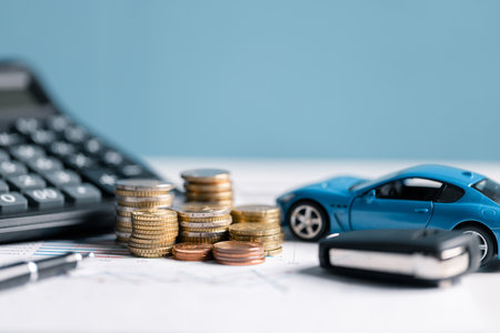 Buy car, manage your money wisely and consider auto insurance, finance options, credit score, loan terms, and potential tax implications. car, money, buy, insurance, finance, credit, loan, tax, autoの写真素材