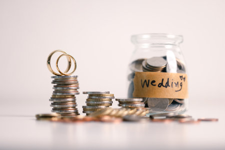 Save money for a wedding, wise to manage your finance by investing in gold, utilizing banking services, and understanding the broader economy and currency business, even down to every last coin.の写真素材