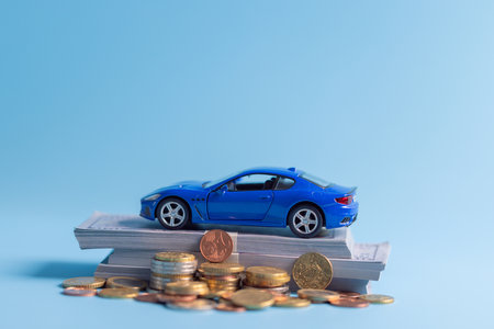Today is economy, smart financial strategies like saving money and investing in reliable blue car can be very beneficial for businesses, especially when considering value of individual currencies.の写真素材
