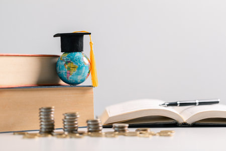 Studying abroad as part of a global education program offers students valuable learning experiences and personal development during their time in college. stock, plan, goal, target, book, degreeの写真素材