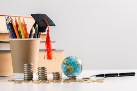 Studying abroad as part of a global education program offers students valuable learning experiences and personal development during their time in college. stock, plan, goal, target, book, degreeの写真素材