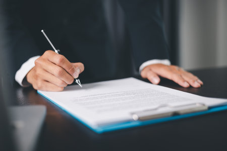 Business people signing contract making deal with life insurance agent Concept for consultant health...