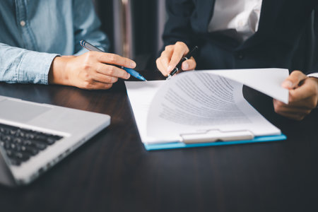 Business people signing contract making deal with life insurance agent Concept for consultant health...