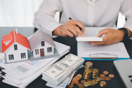 Concept business house finance protection office plan investment buy sell home ensuring idea...