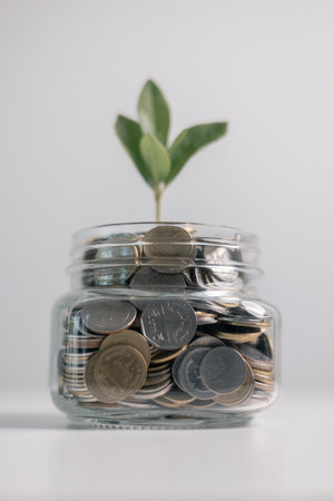 Business concept growth involves strategic financial management money loan investment bank real...