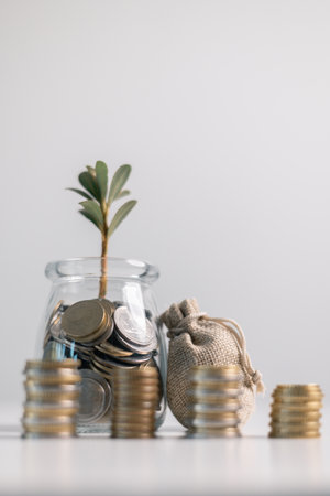 Business concept growth involves strategic financial management money loan investment bank real estate economic development encourage save buy home car education income stack investment economy returnの写真素材