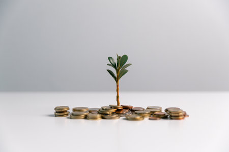 Business concept growth involves strategic financial management, money, loan, investment, bank, real estate, economic development, encourage, save, buy, home, car, education, income, stack, investment, economy, returnの写真素材