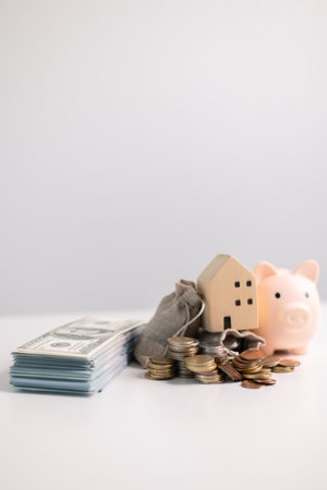 Business concept growth involves strategic financial management money loan investment bank real estate economic development encourage save buy home car education income stack investment economy returnの写真素材