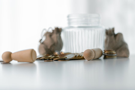 Business save money coin growth concept involves strategic financial management investment loan bank...