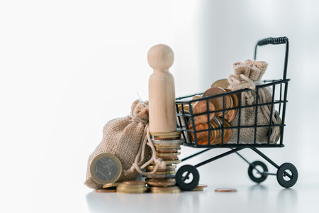 Business save money coin growth concept involves strategic financial management investment loan bank real estate economic development encourage buy income stack investment economy return accountancyの写真素材