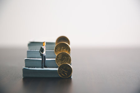 Save invest money in stock coin market, Business growth, financial strategies and banking expertise to income substantial stack of investment capitalize on trade opportunities within economy return.の写真素材