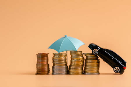 Concept business vehicle finance protection office plan investment buy sell coin car ensuring idea financial security. automobile agent tax protect purchase insurance and secure favorable loan dealの写真素材