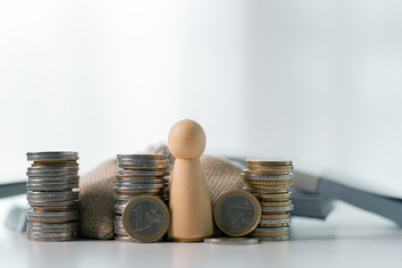 Business save money coin growth concept involves strategic financial management investment loan bank real estate economic development encourage buy income stack investment economy return accountancyの写真素材