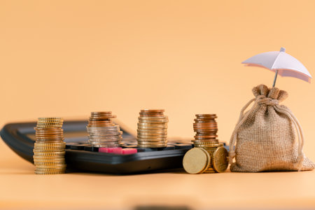 Insurance background money coin concept business protection finance sale financial investment buy...