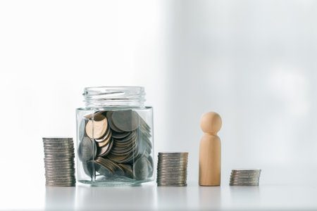 Business save money coin growth concept involves strategic financial management investment loan bank...