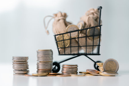 Business save money coin growth concept involves strategic financial management investment loan bank real estate economic development encourage buy income stack investment economy return accountancyの写真素材