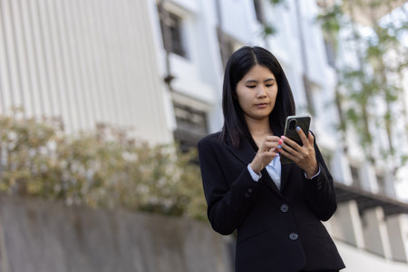 Future remote work combines technology smart phone digital business woman enable e-learning productivity while travel blend comfort modern devices serenity computer equipment connection online worldの写真素材