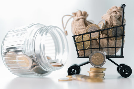 Business save money coin growth concept involves strategic financial management investment loan bank real estate economic development encourage buy income stack investment economy return accountancyの写真素材