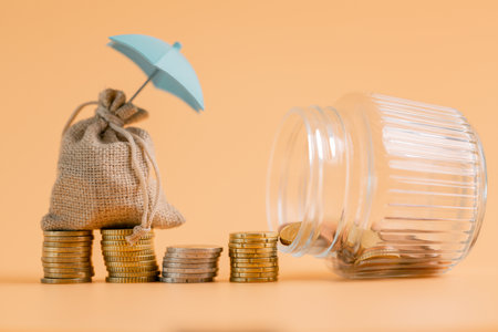 Insurance background money coin concept business protection finance sale financial investment buy automobile purchase loan deal agent rent rental premium assurance save banking tax return calculationの写真素材