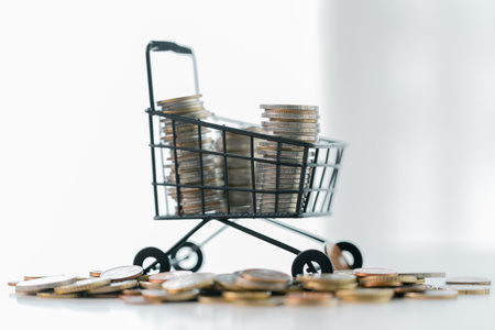 Business save money coin growth concept involves strategic financial management investment loan bank real estate economic development encourage buy income stack investment economy return accountancyの写真素材