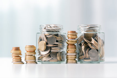 Business save money coin growth concept involves strategic financial management investment loan bank...