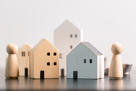 Business home concept involves strategic financial management money coin save bank real estate economic loan investment development growth encourage accountancy buy income stack investment economyの写真素材