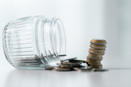 Business save money coin growth concept involves strategic financial management investment loan bank real estate economic development encourage buy income stack investment economy return accountancyの写真素材