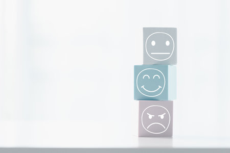 Customer showing rating with happy icon, Customer satisfaction survey concept, Positive feedback...
