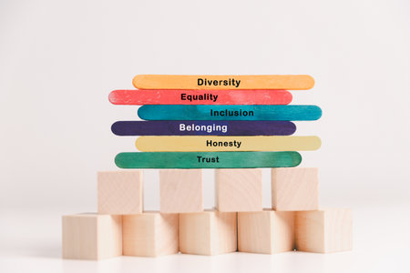 Culture of equity, diversity, inclusion, belonging-built on honesty, trust, respect-fosters togetherness, empowers individuals to achieve personal growth, career advancement, collective achievement.の写真素材