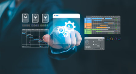 Futuristic AI technology for business project management, data analysis and workflow automation....