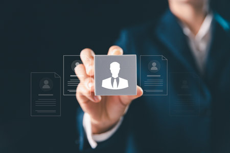 Modern HR technology is simplifying human resources management, enabling managers to check CV online and find the perfect employee through an efficient online system that supports business success.の写真素材