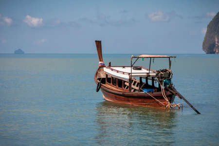 Vintage beautiful boat in the clear sea