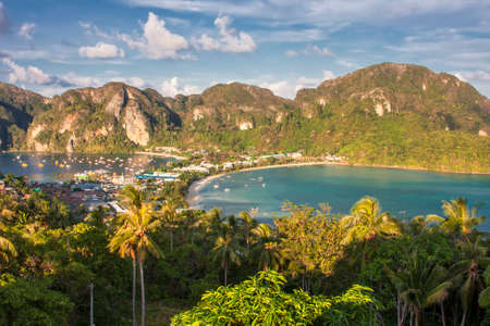 view of the sea and mountainsの写真素材