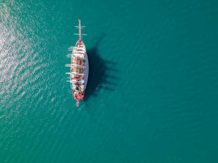 White ship in a beautiful turquoise sea
