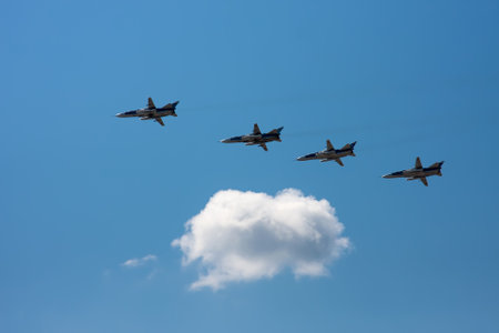 06/24/2020. Moscow Russian Federation. Military aircraft fly to victory parade