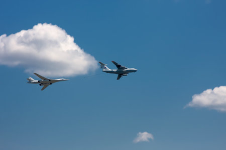 06/24/2020. Moscow Russian Federation. Military aircraft fly to victory paradeのeditorial素材