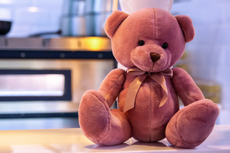 teddy bear is sitting on the table