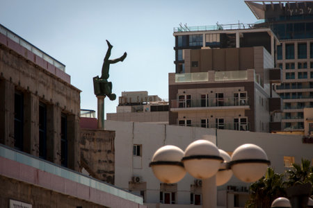 monument to gymnast on the city streets of tel avivのeditorial素材
