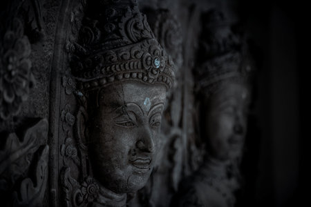 Buddha statue in the temple, Thailand. Black and whiteの写真素材