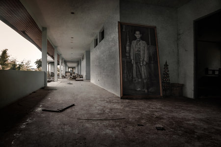 Interior of an abandoned building in the city of Bangkok, Thailand
