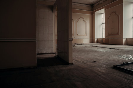 Interior of an abandoned building in the city of Kiev, Ukraineの写真素材