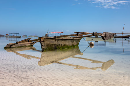 Fishing boats on the beach of Zanzibar, Tanzania