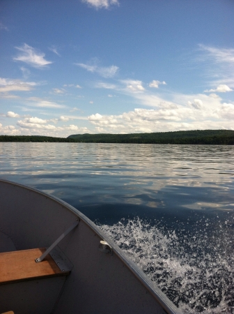 View of East Grand Lake from boat.の素材