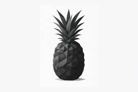 Pineapple isolated on white background. 3d illustration. Minimal design.の素材