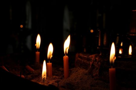 Chandelier  -  Candles in Churchの写真素材