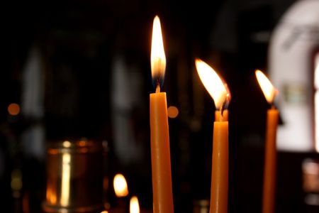 Chandelier  -  Candles in Churchの写真素材