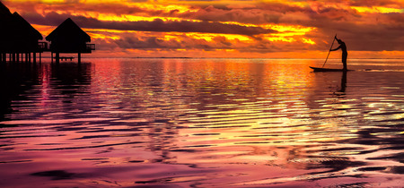French Polynesia paddle boardingの写真素材