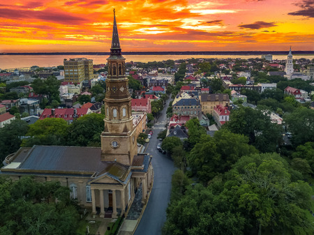 Charleston skyline at sunsetの写真素材
