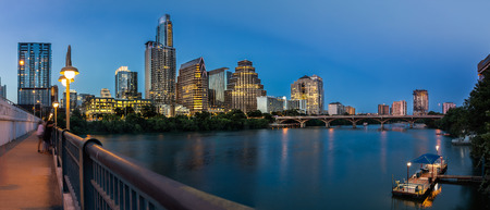 Austin Skyline in the evening and bluehourのeditorial素材