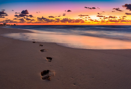 Cancun beach during sunsetの写真素材